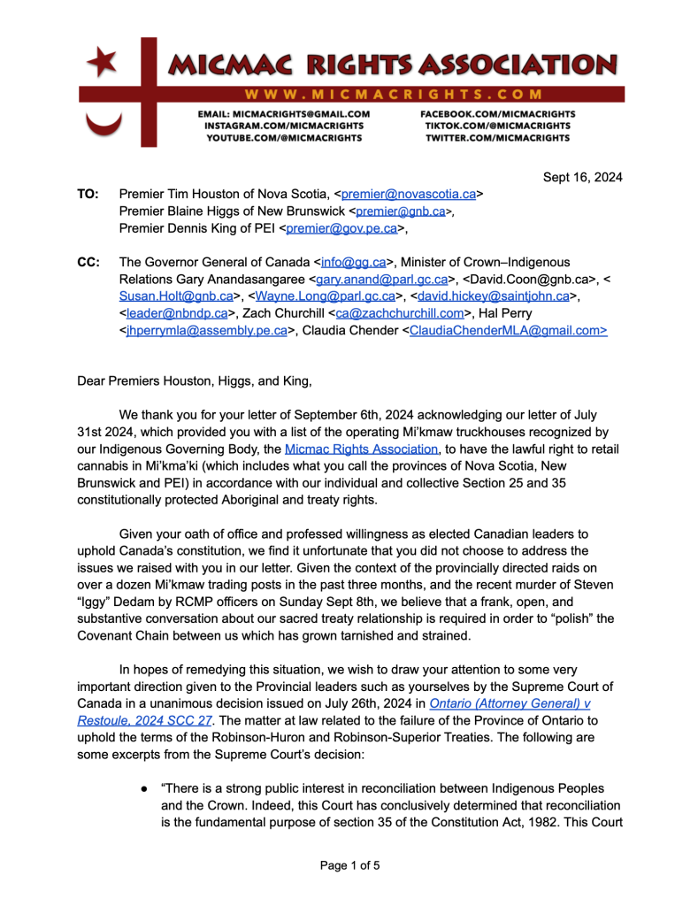 MRA receives response from Premiers, issues letter in reply – Mi'kmaq ...